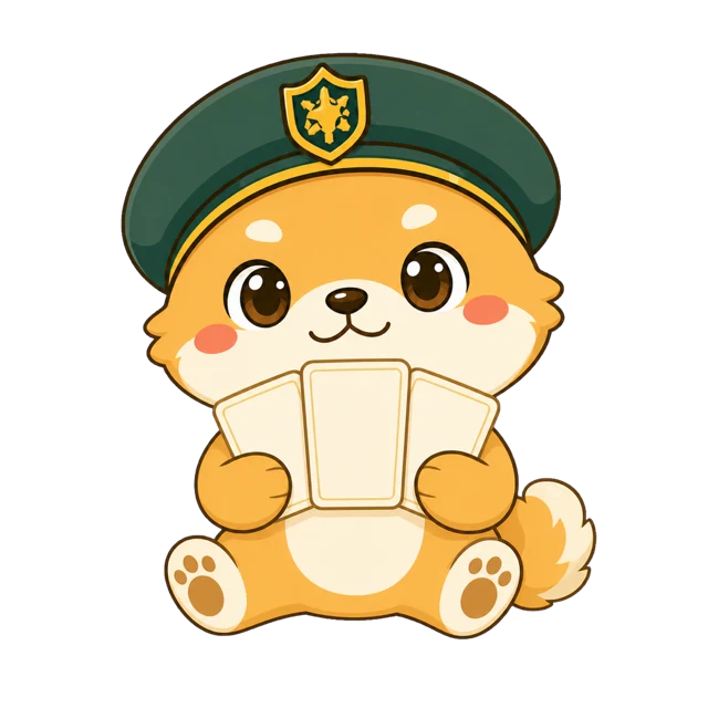 単語カードを持つサキタンゴのマスコット